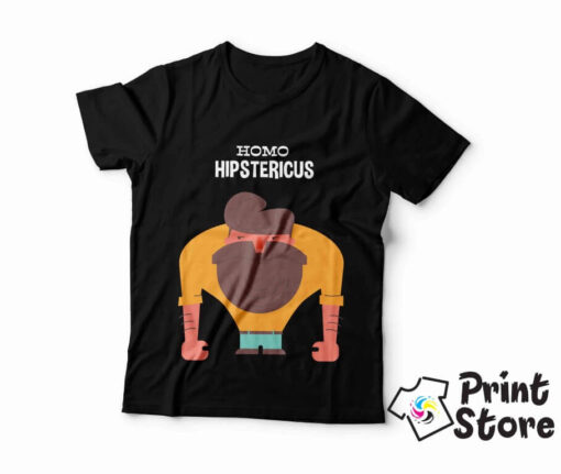 Homo hipstericus crna muška majica print store