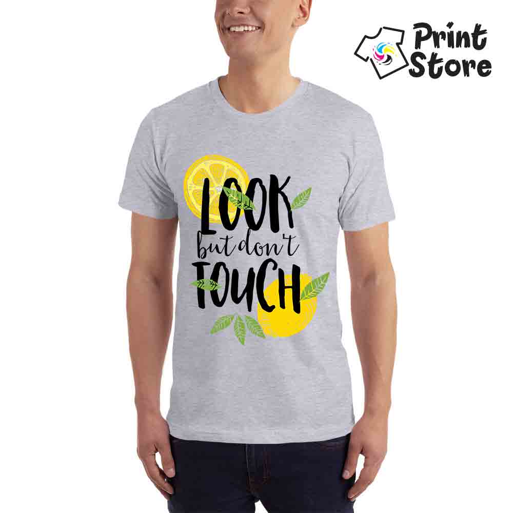 Look but don't touch muška majica siva
