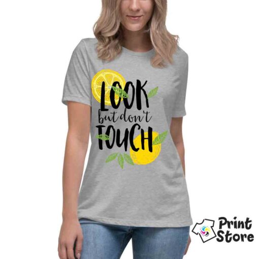 Look but don't touch siva ženska majica