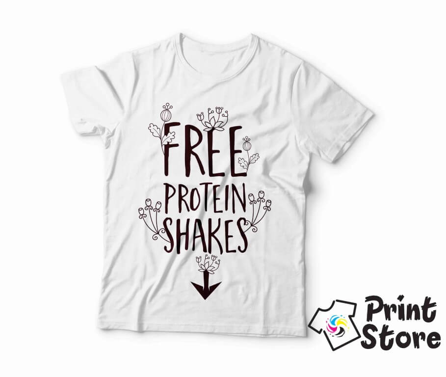 Free protein shakes - muška bela majica