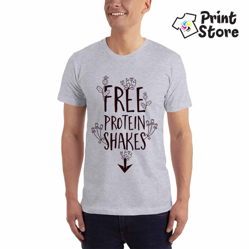 Free protein shakes muška siva majica