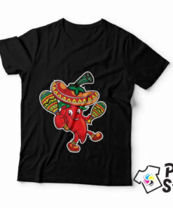 Crna majica sa meksičkom paprikom. Print Store