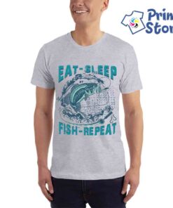 Eat sleep fish repeat - muška siva majica