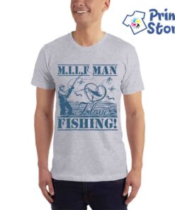 MILF man love fishing - majica muška siva.