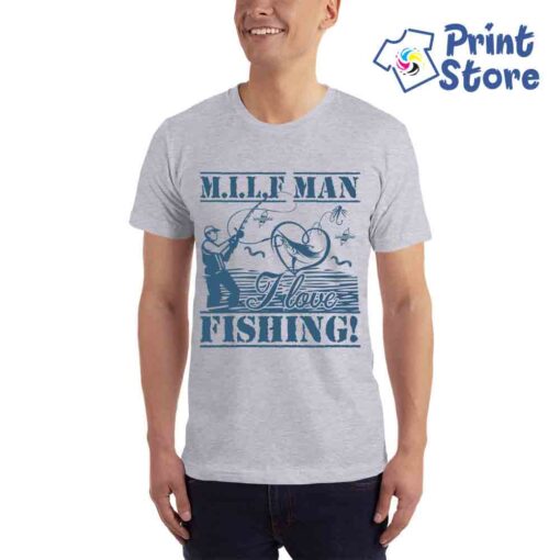 MILF man love fishing - majica muška siva.
