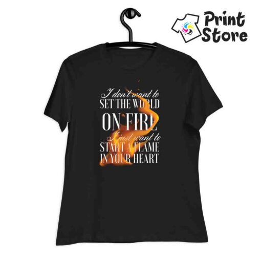 Set the world on fire - ženska crna majica