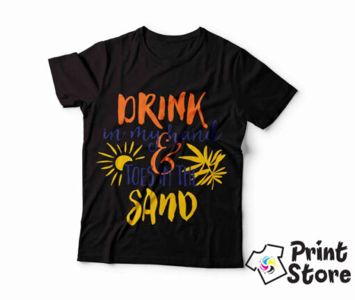 Muške majice - Drink in my hand and toes in the sand - Слика 3