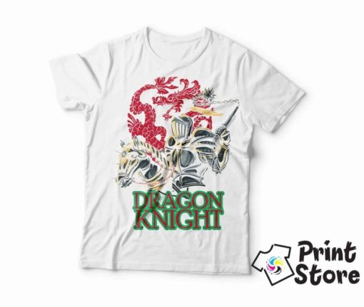 Dragon knight muška bela majice