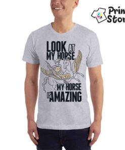 Look at my horse - siva muška majica Print Store
