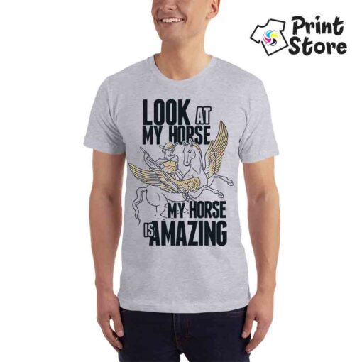 Look at my horse - siva muška majica Print Store