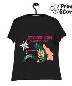 Ženske majice - Sticker gun chameleon