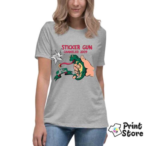 Ženske majice - Sticker gun chameleon - Image 2