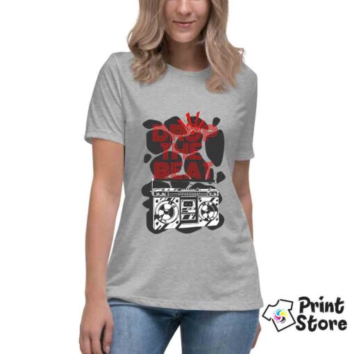 Siva ženska majica - Drop the Beat - Print Store