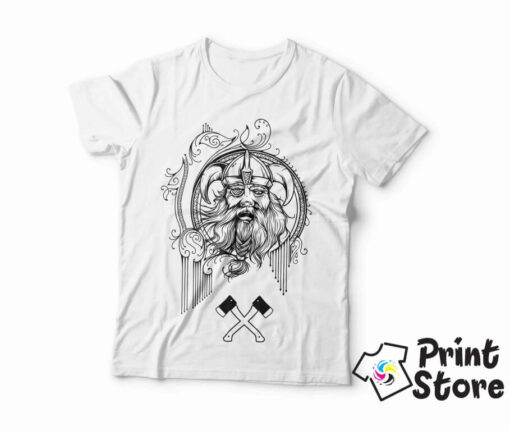 Viking bela majica print store