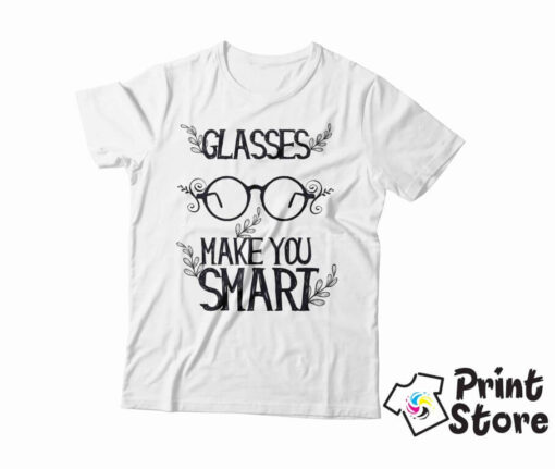Glass make you smart - muška bela majica