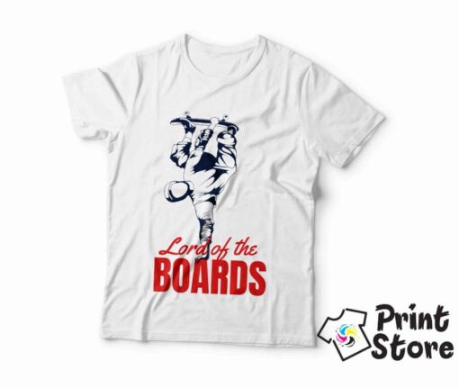 Muška bela skejterska majica, Lord of the Boards. Print Store