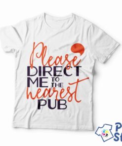 Please direct me to the nearest Pub - muška bela majica. Print Store online prodavnica.