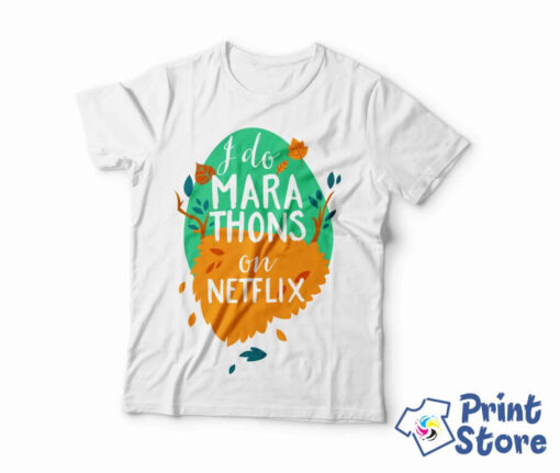 I do marathons on netflix - muška bela majica