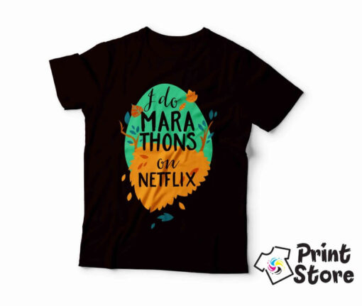 I do marathons on netflix - muška crna majica