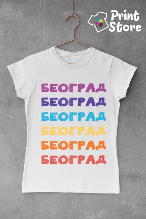 Ženska bela majica Beograd. Online prodavnica Print Store.