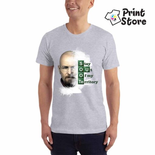 Muška siva majica sa motivom iz popularne serije Breaking bed. Stay out of my Territory
