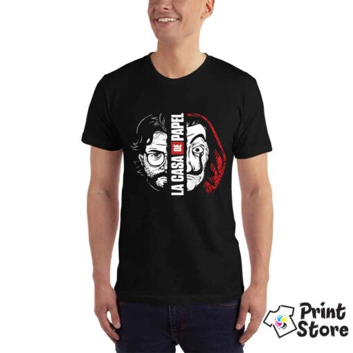 Crna muška majica sa motivom popularne serije La casa de papel . Pronađite veliki izbor majica u online prodavnici Print Store
