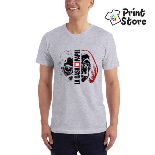 Muška siva majica sa motivom popularne serije La casa de papel . Pronađite veliki izbor majica u online prodavnici Print Store