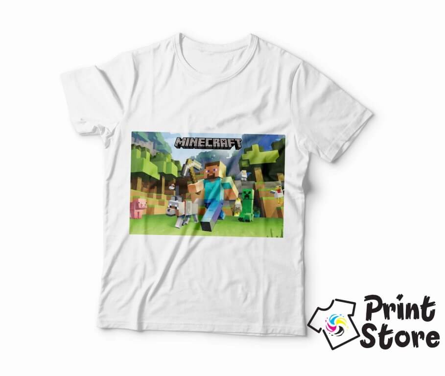 Bela muška majica MInecraft, možete pronaći ostale modele u online prodavnici Print Store