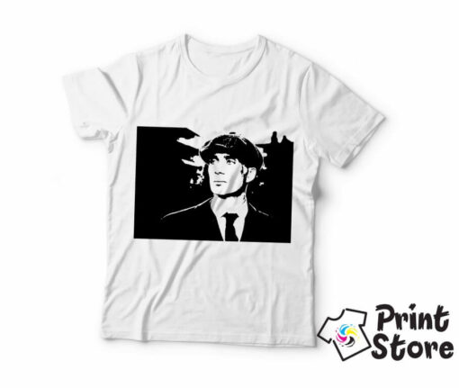 Muška bela majica Peaky Blinders crni portret. Print Store prodavnica