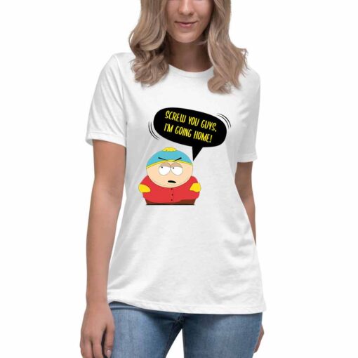 Ženska bela majica sa motivom iz serije South Park. Screw you guys, I'm going home !