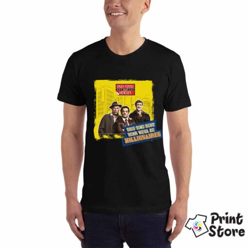 Muška crna majica sa motivom popularne serije Only fools and horse. This time next year we'll be a Millionaires. Print Store