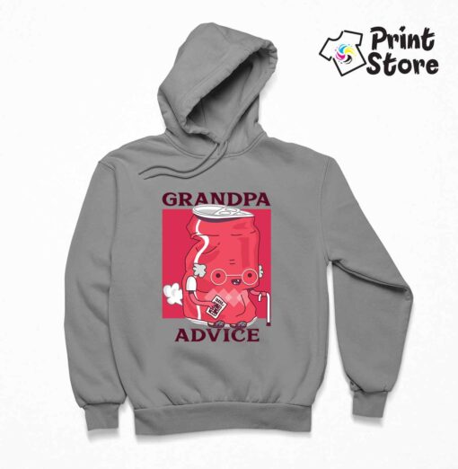 Duksevi sa kapuljačom sivi Grandpa advice. Print Store duksevi sa kapuljačom