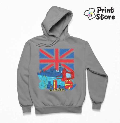 London sivi duks sa kapuljačom - Print Store