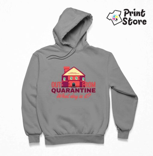 Out from quarantine - sivi duks sa kapuljačom