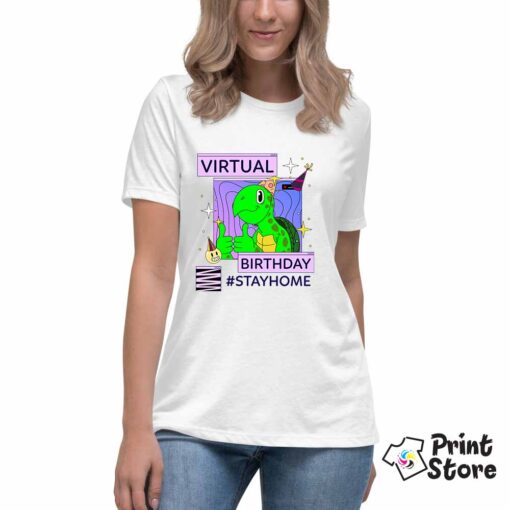 Virtual birthday - bela ženska majica - Print Store