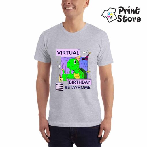 Virtual birthday - muška siva majica - Print Store