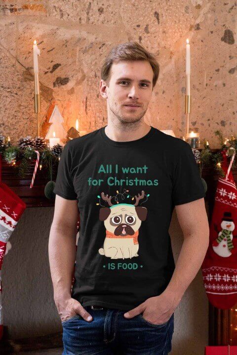 Novogodišnji motivi na majicama - All I want for christmas is food