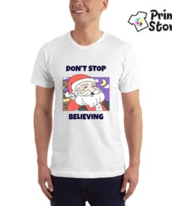 Don't stop believing bela muška majica. Print Store online shop novogodišnje majice