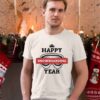Happy snowboarding year -bela muška majica sa novogodišnjim motivom