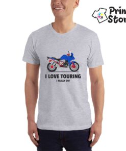 Moto majica - Muška siva majica - I love touring I really do