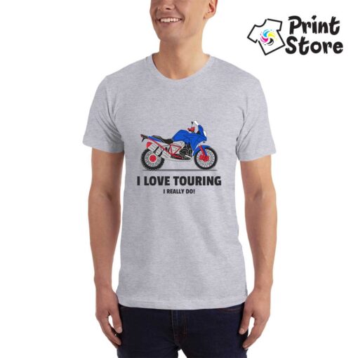 Moto majica - Muška siva majica - I love touring I really do