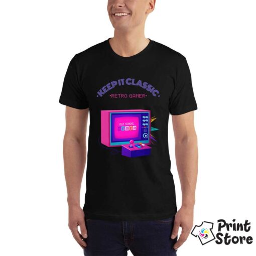 Retro gamer muška crna majica - Print Store