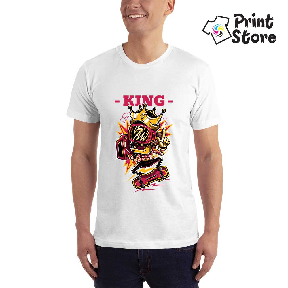 King muška majica - Print Store bela majica