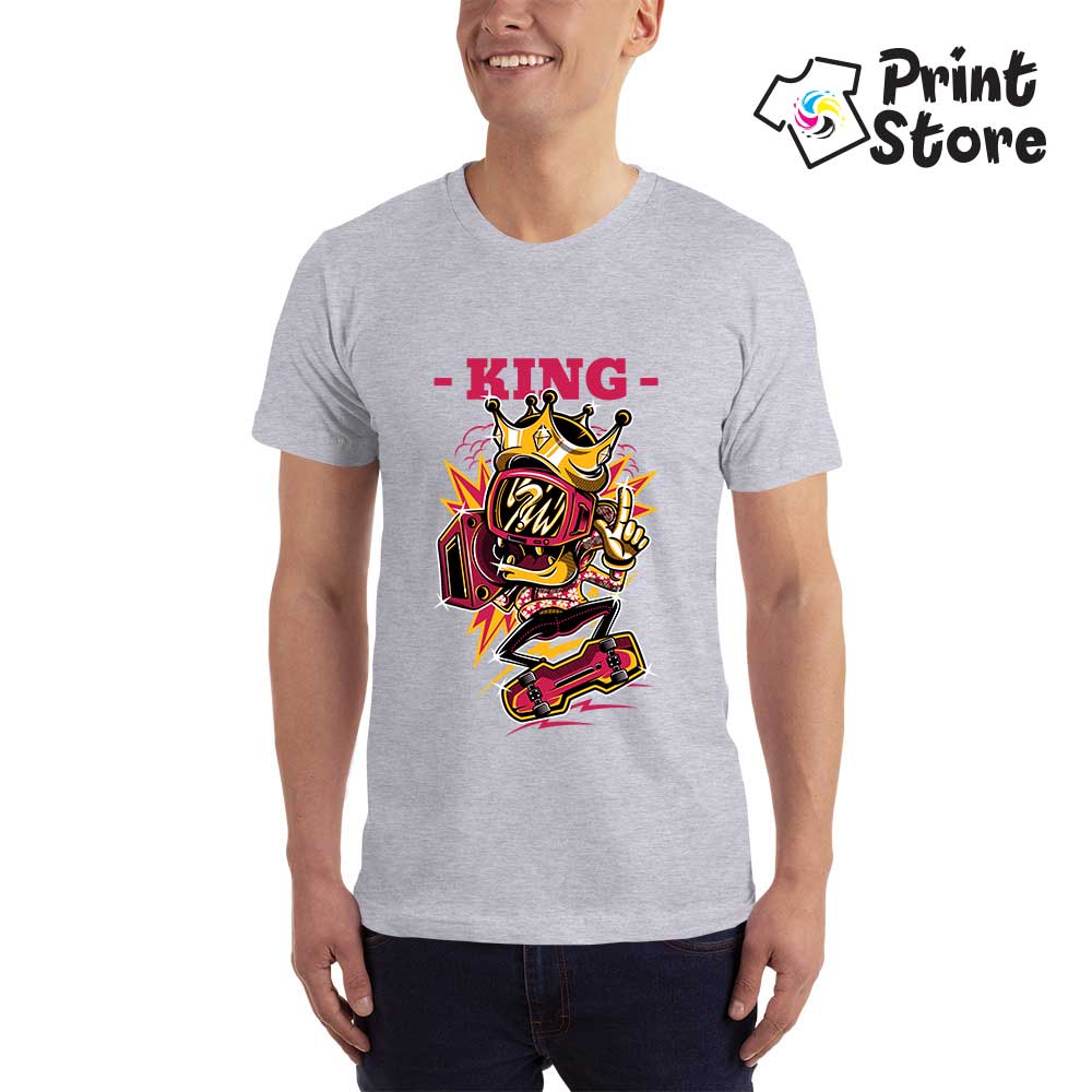 King muška majica - Print Store siva majica