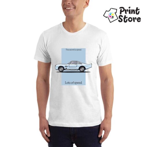 Bela muška majica sa štampom - auto majice