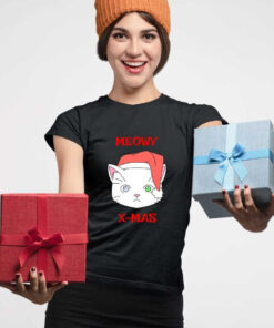 Ženske novogodišnje majice Meowy x-mas - pokloni za novu godinu