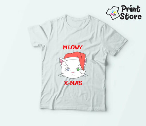 Majice za decu Meowy xmas. Novogodišnje majice za decu