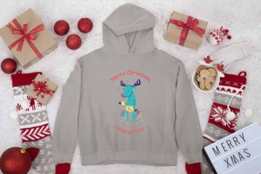 Merry Christmas Hangover duks sivi sa kapuljačom