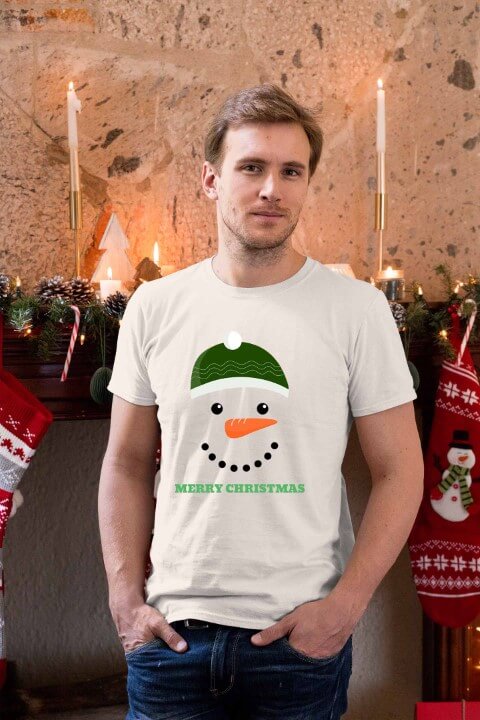 Merry christmas sneško bela muška majica sa natpisom