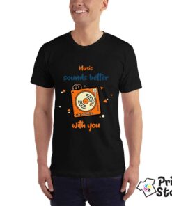 Music sounds better with you - crna muška majica - Print Store